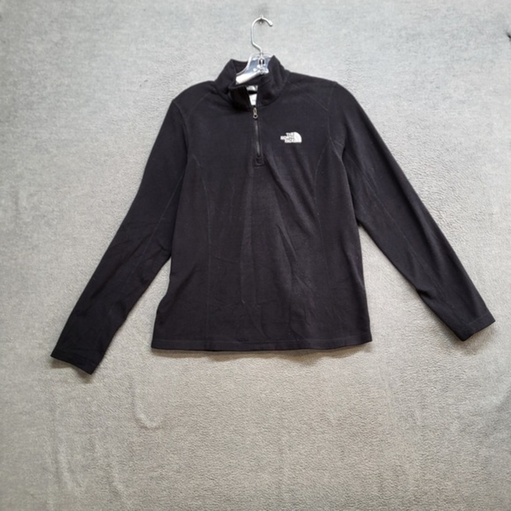 The North Face Women‎ Sweatshirt Medium Black Fleece 1/4 Zip Logo Pullover